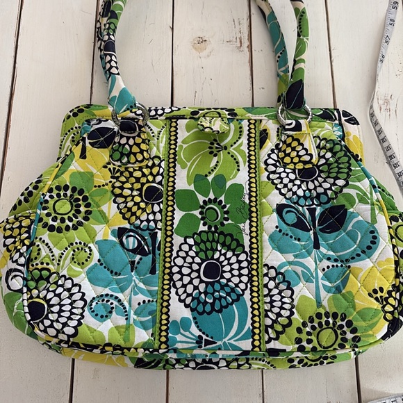 Vera Bradley Green and Blue Floral Shoulder Bag - Picture 6 of 11
